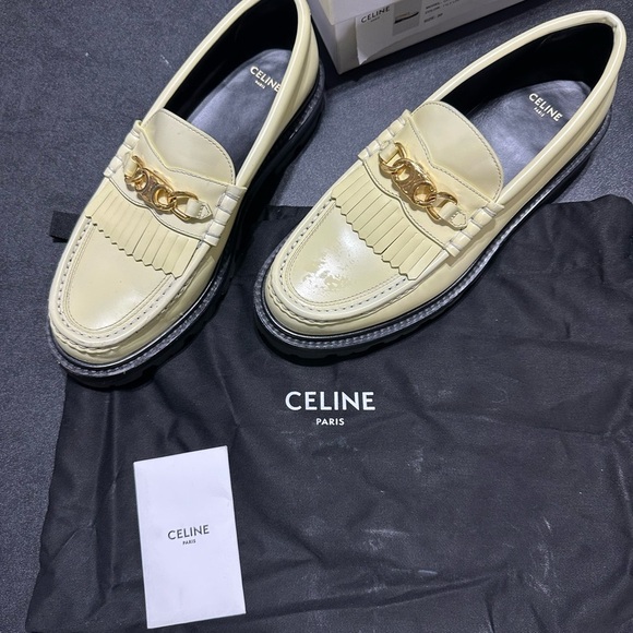 Celine Margaret Cream Chunky Triomphe Platform Loafers - Size 39 New with Box - Picture 8 of 14